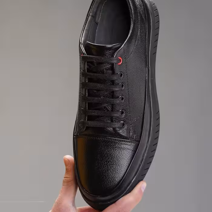 کفش ونس مردانه تمام چرم طبیعی تبریز مدل تولسا رنگ مشکی سایز 40 الی 44 (قالب بزرگ) 