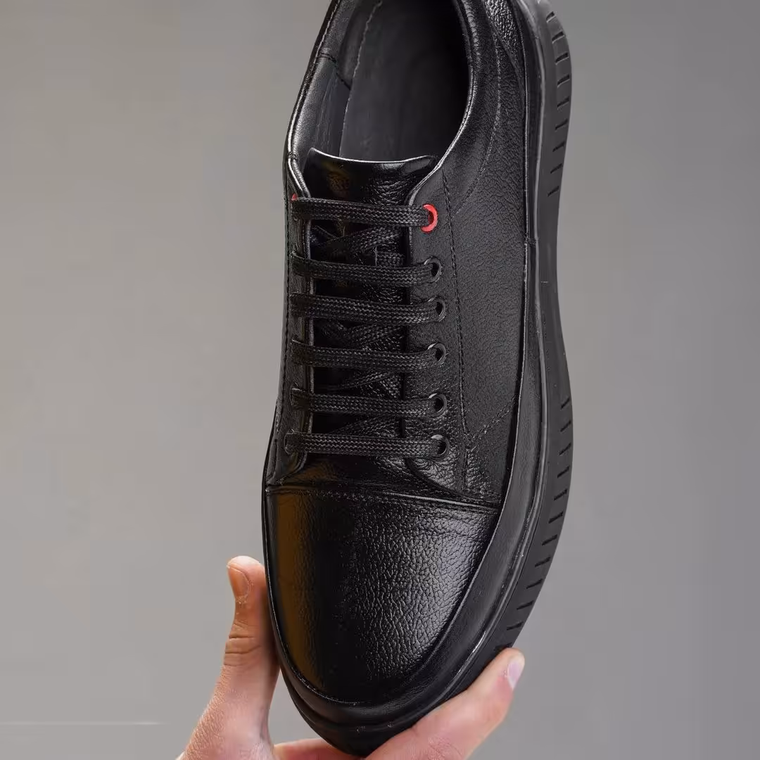 کفش ونس مردانه تمام چرم طبیعی تبریز مدل تولسا رنگ مشکی سایز 40 الی 44 (قالب بزرگ) 