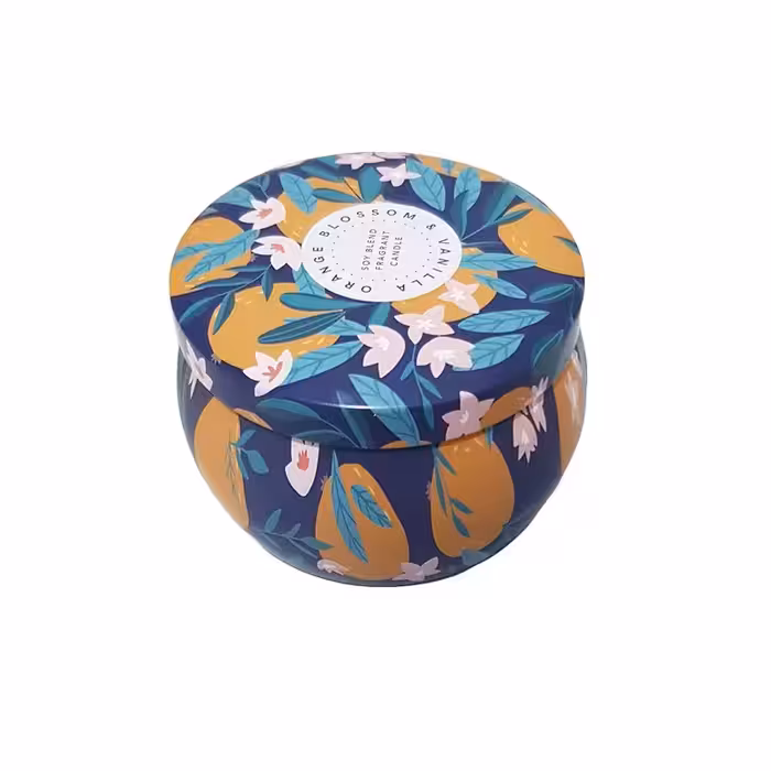 جعبه دکوری مدل قوطی فلزی طرح Orange Blossom کد 72