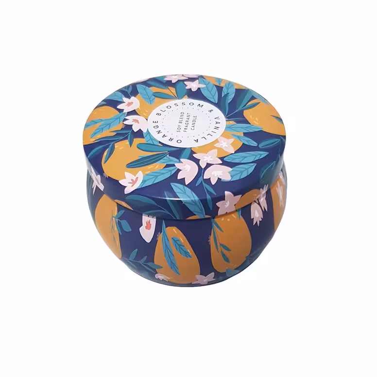 جعبه دکوری مدل قوطی فلزی طرح Orange Blossom کد 72