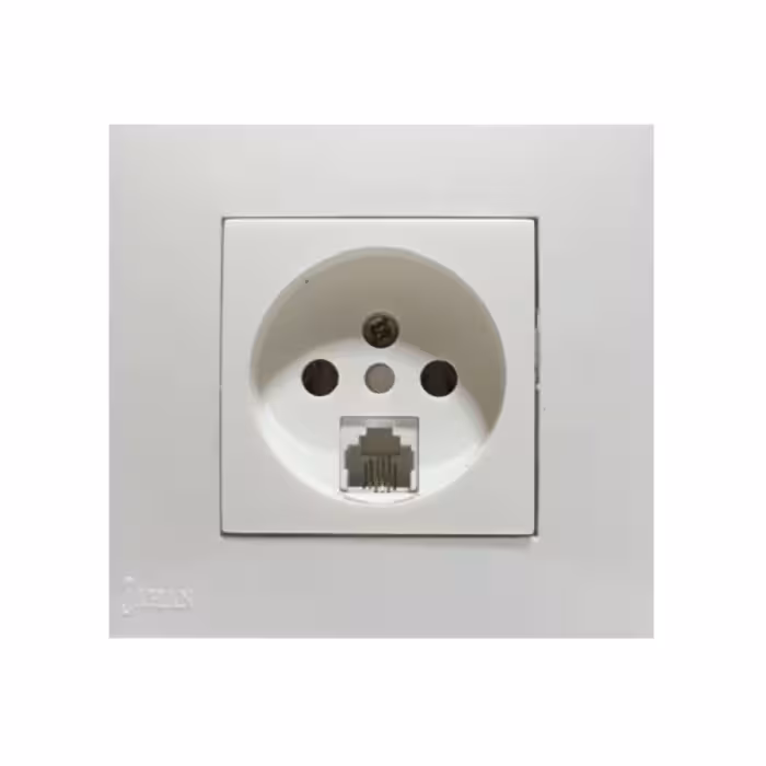 پریز تلفن جهان الکتریک مدل صدف با قاب سفید