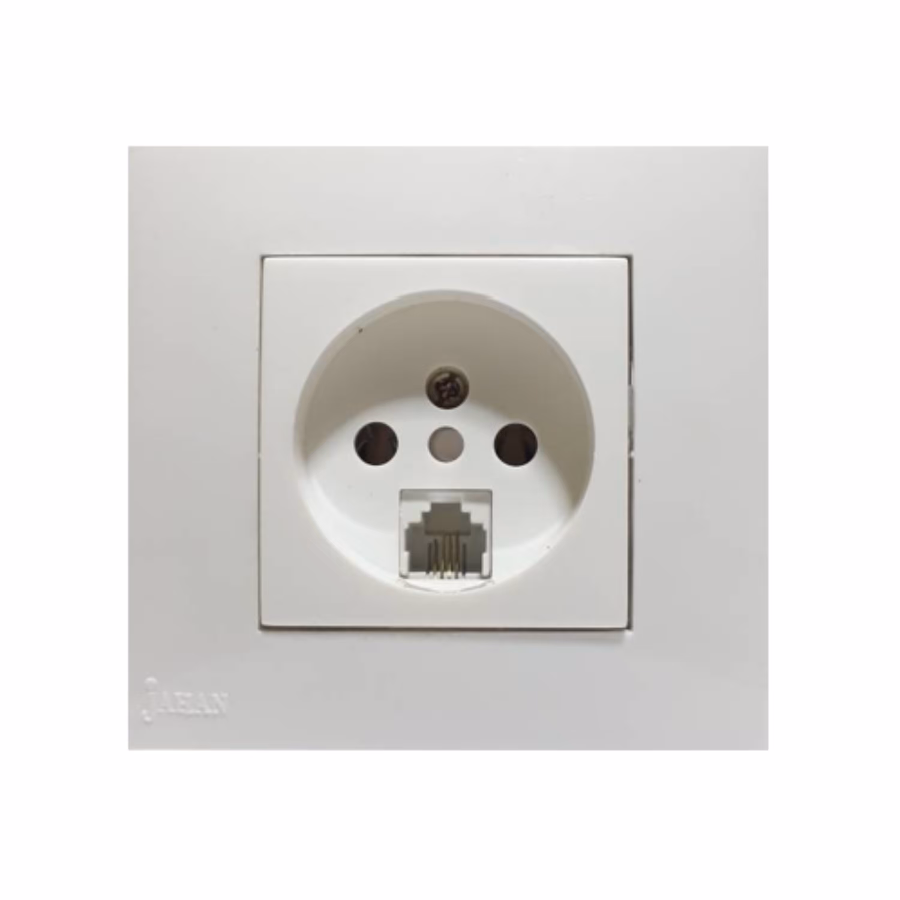 پریز تلفن جهان الکتریک مدل صدف با قاب سفید