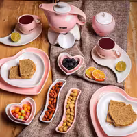 صبحانه خوری سفید صورتی دو نفره مدل ریتا 19 پارچه برند آیسرام