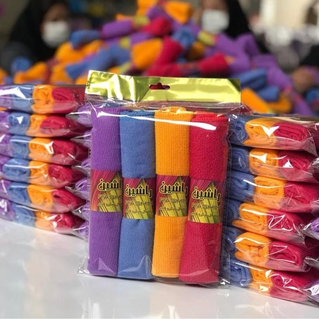 دستمال آشپزخانه حوله ای نخی مجموعه 4 عددی