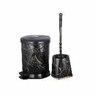 ست سطل زباله و فرچه ونوس پلاستیک مدل سنگی 20