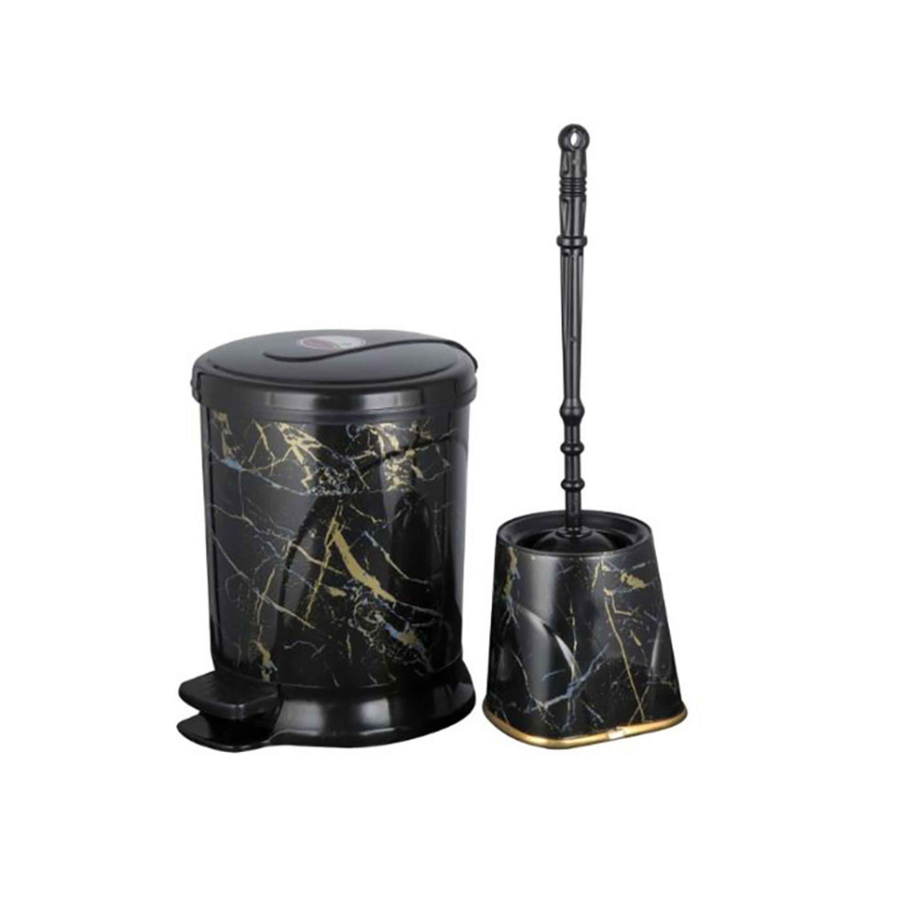 ست سطل زباله و فرچه ونوس پلاستیک مدل سنگی 20