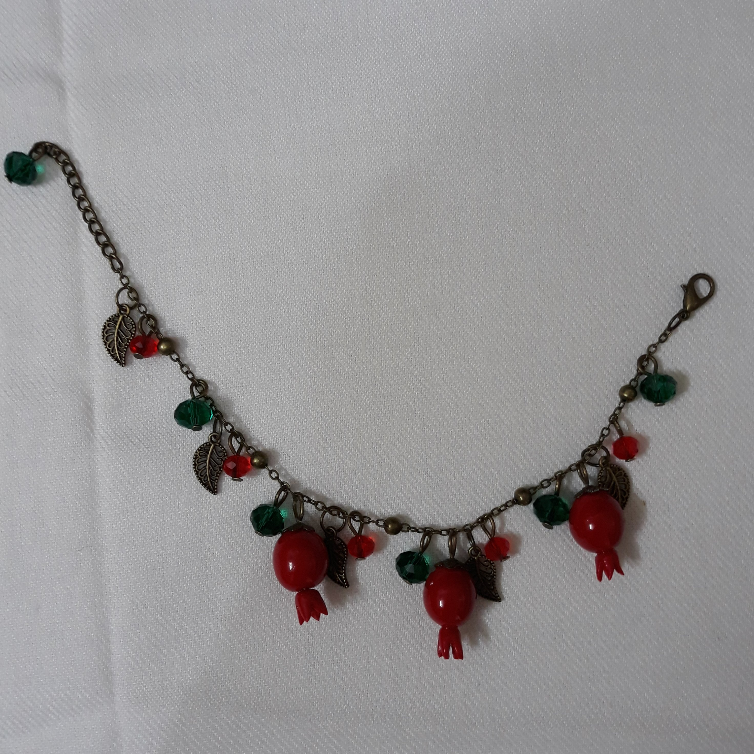 دستبند یلدایی 3 انار اویز جنس برنز و کریستال