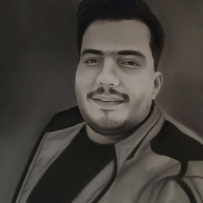 طراحی چهره سیاه قلم چهره 50در70 پرتره سیاه سفید 