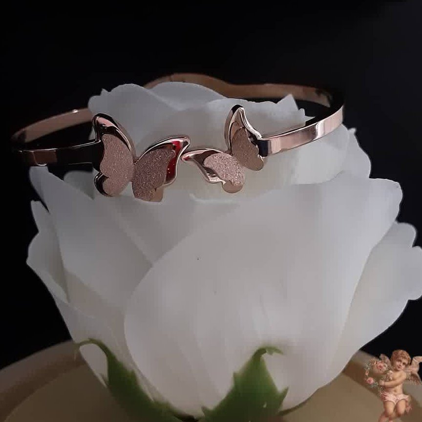 دستبند النگویی پروانه ای، تکپوش رزگلد