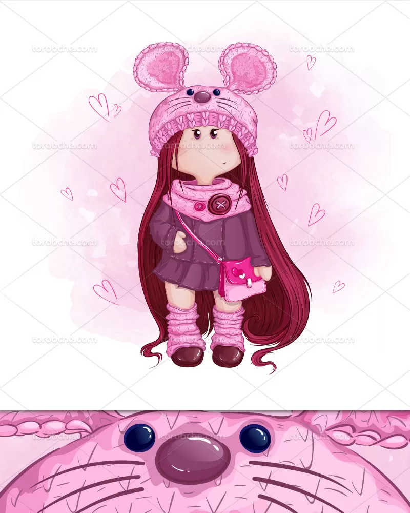 وکتور شخصیت کارتونی دختر بامزه | گرافیک با طعم تربچه