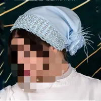توربان مجلسی جواهر دوزی شده به همراه سه گل دست ساز 