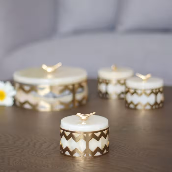 ست پذیرایی مینیمال زیگزاگ طلایی سنگ مرمر