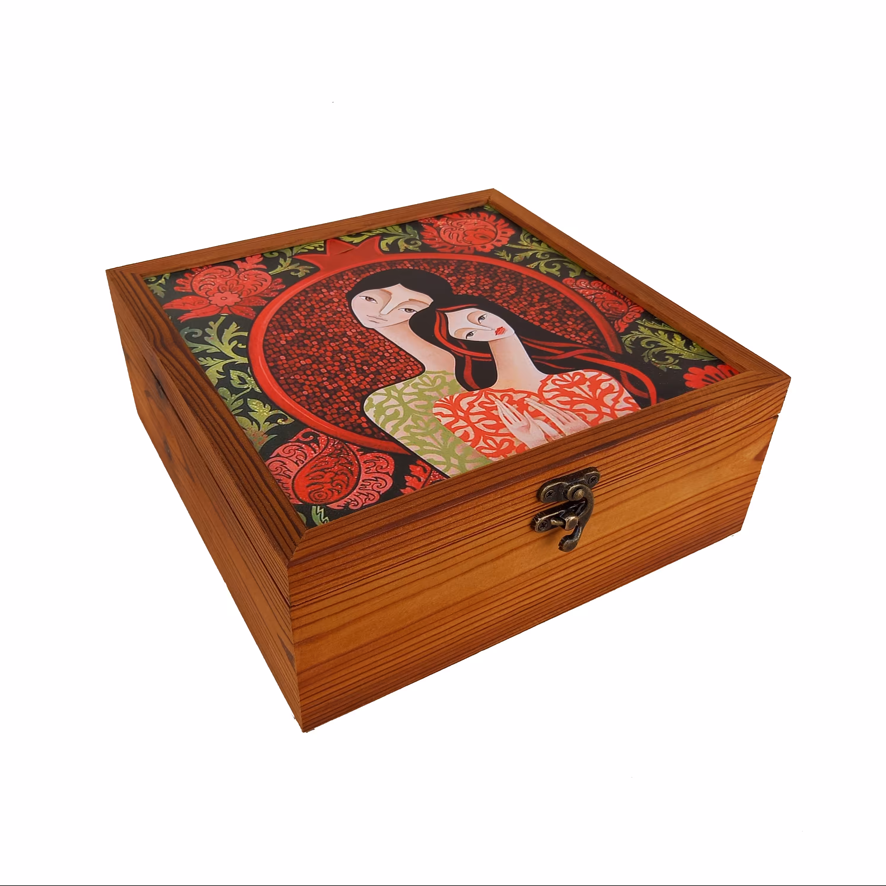 جعبه چوبی چای و دمنوش طرح یلدا