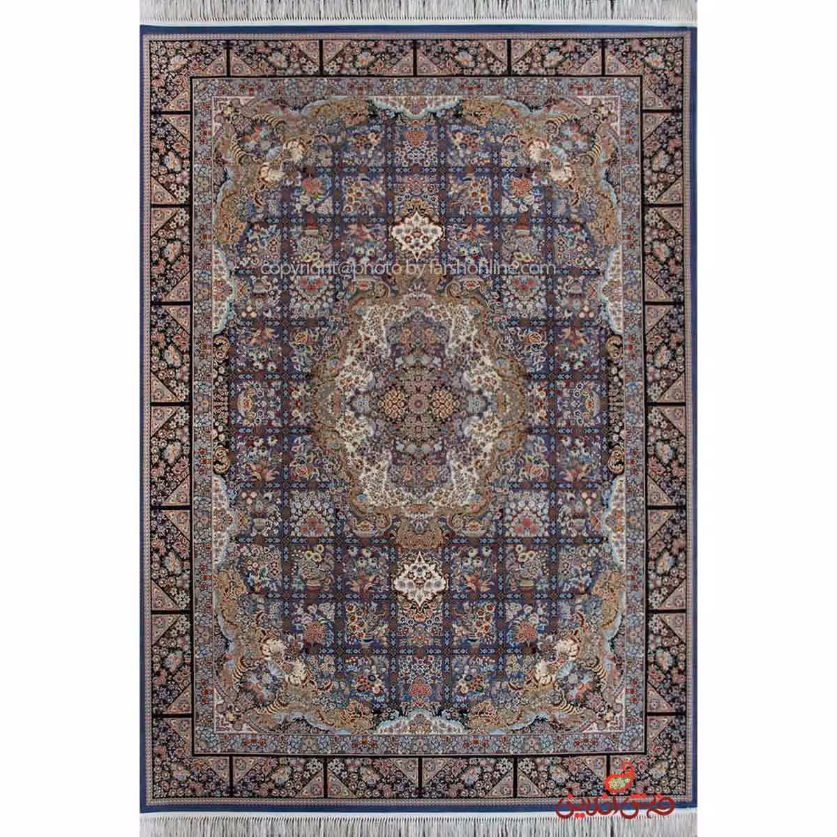 فرش ماشینی هایبالک برلیان طرح نیلوآبی