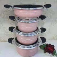 سرویس قابلمه گرانیتی 7پارچه دانشجویی هلنا کف زنبوری سایز کوچک 