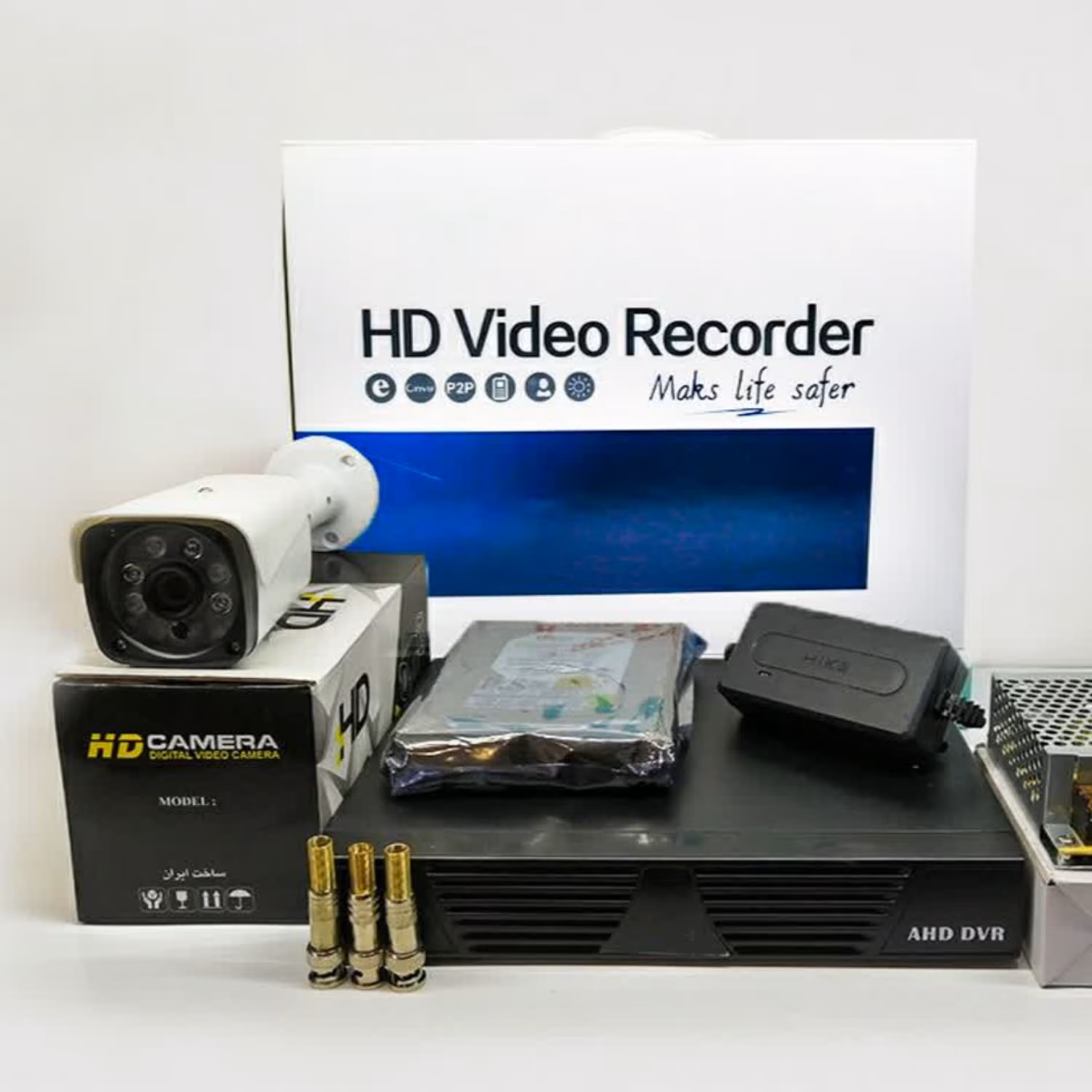 دوربین مداربسته پکیج 4عدد دوربین لنز 3مگاپیکسل دید در شب فول اچ دی مناسب مغازه دفتر کار منازل مسکونی کارگاه و ویلا