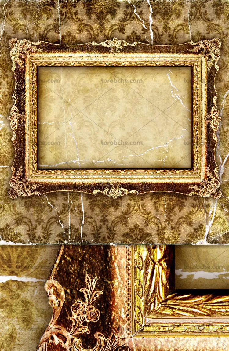 قاب عکس طلایی قدیمی | گرافیک با طعم تربچه
