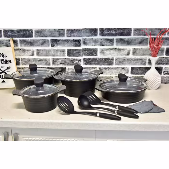 سرویس قابلمه 11 پارچه مشکی بلا یونیک کد 8813