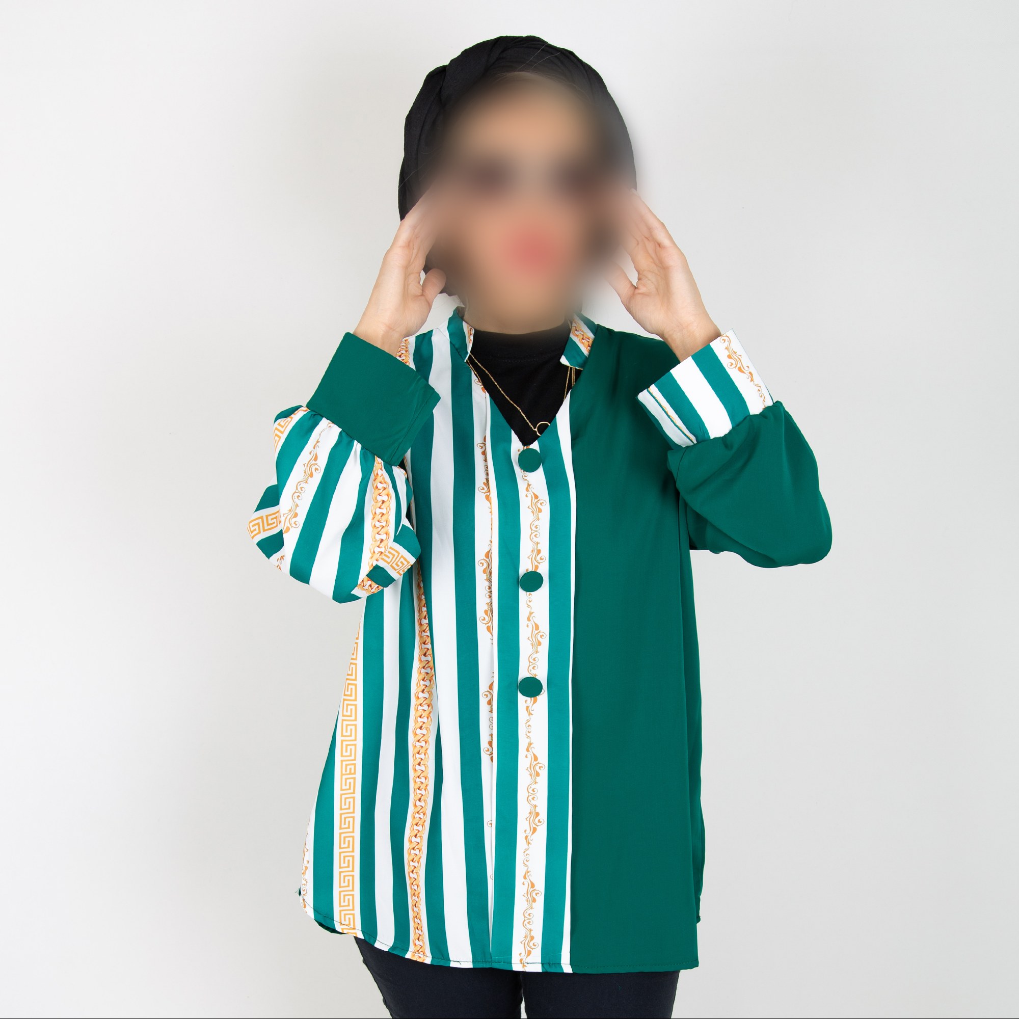تونیک زنانه جنس ساتن رنگ سبز (ارسال رایگان)