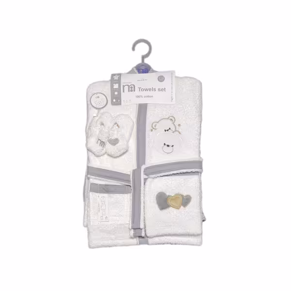 ‎ست حوله نوزادی مادرکر لوکس طرح خرس و قلب طلایی