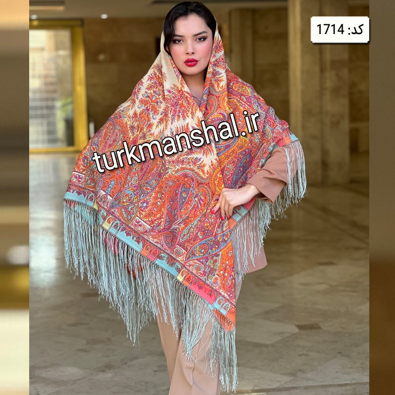 روسری ترکمن ابریشمی (ایتالیایی) کد 1714