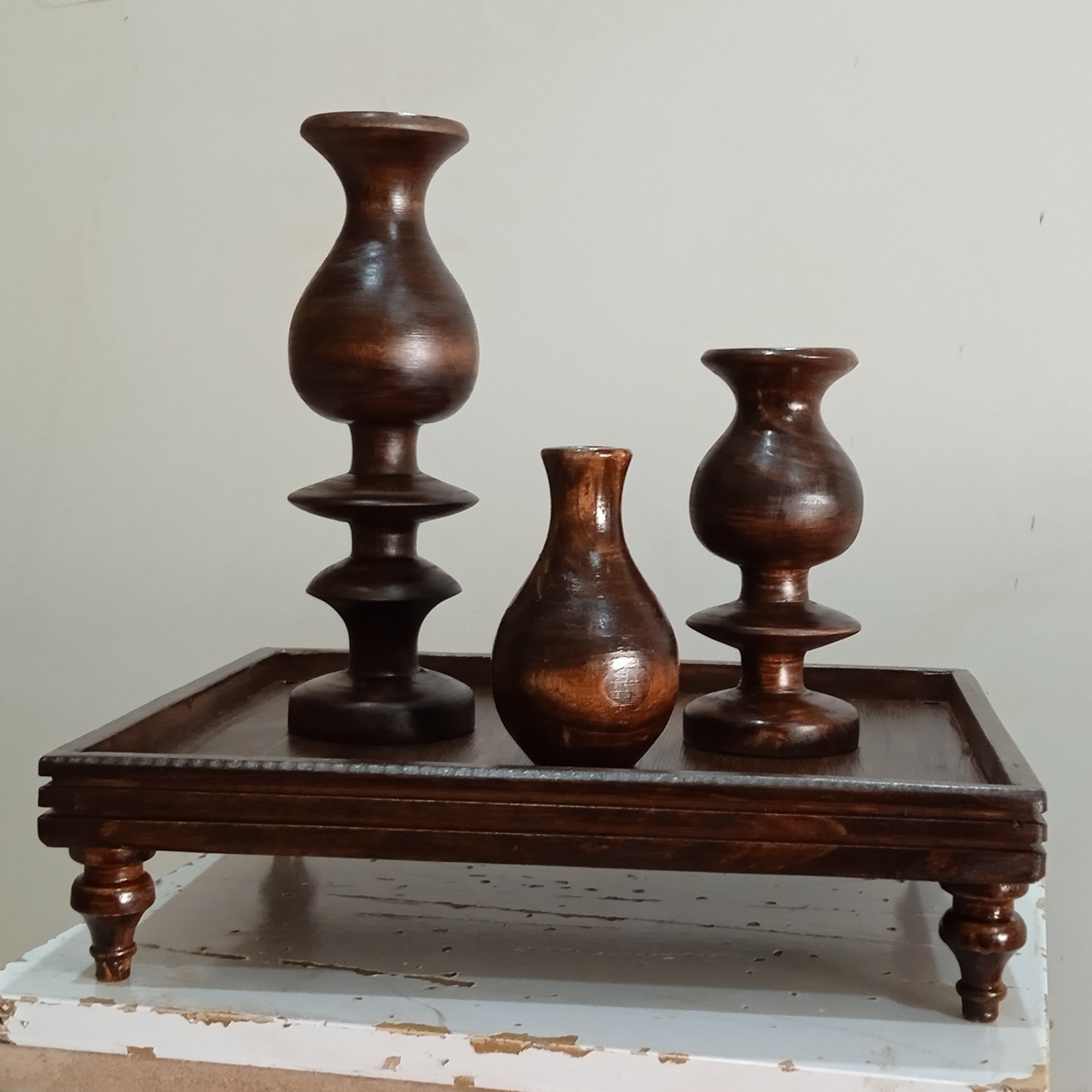 شمعدان ،گلدان،رایزر چوبی