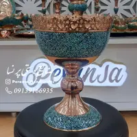 آجیل خوری فیروزه کوبی و قلم زنی شده ارتفاع 20 سانتیمتر برند پرنسا ارسال رایگان