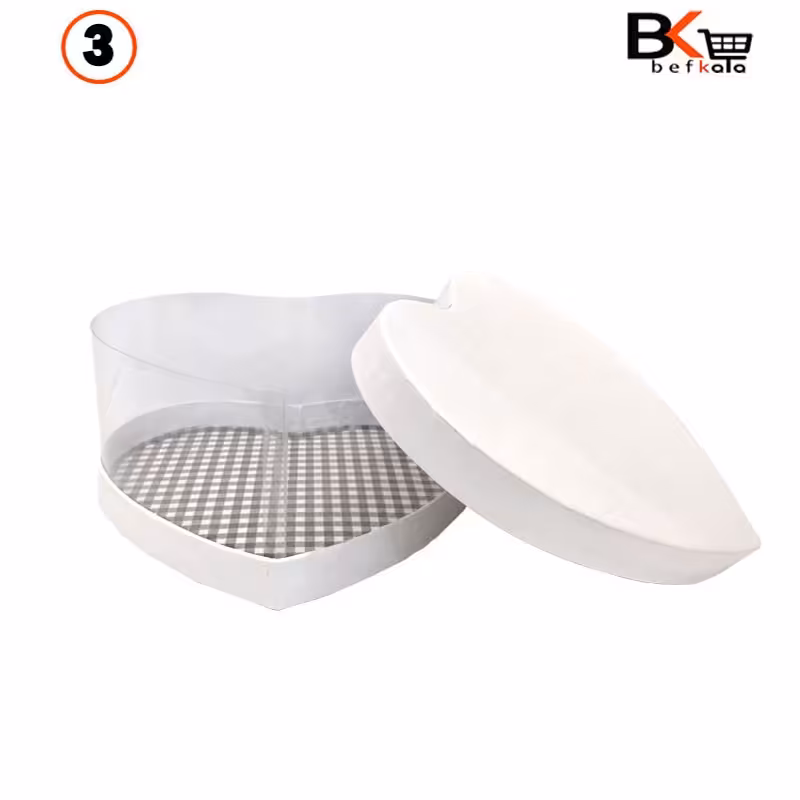 باکس کادویی قلبی طلقی سفید سایز سه 