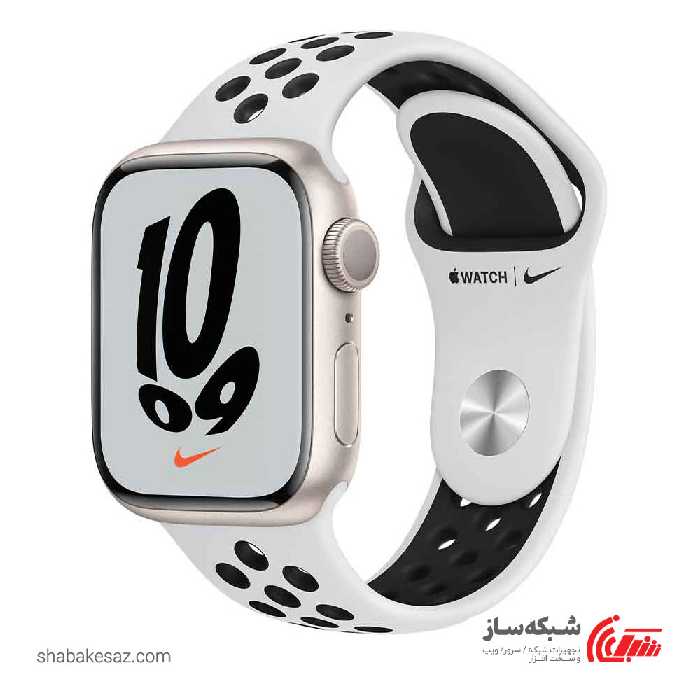 قیمت و خرید اپل واچ سری 7 نایکی استارلایت با بند اسپرت سیلیکونی - شبکه ساز