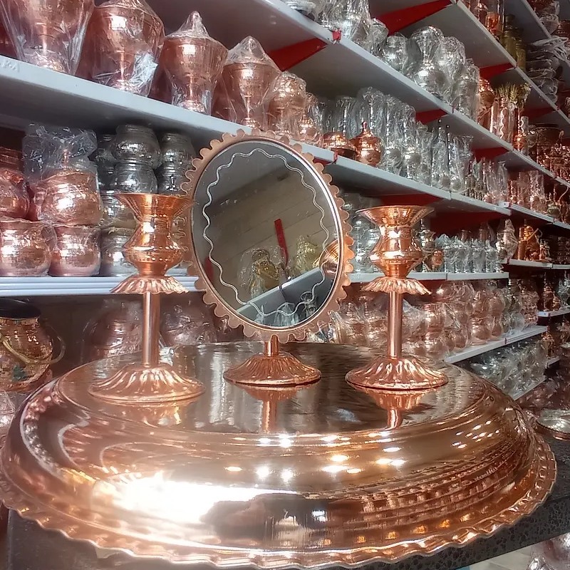 آینه و شمعدان مسی