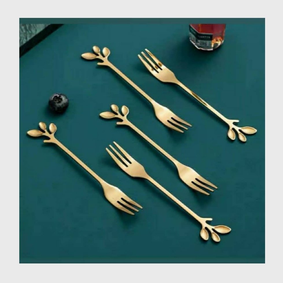 چنگال دسر 6پارچه مدل گندم استیل رنگ ثابت