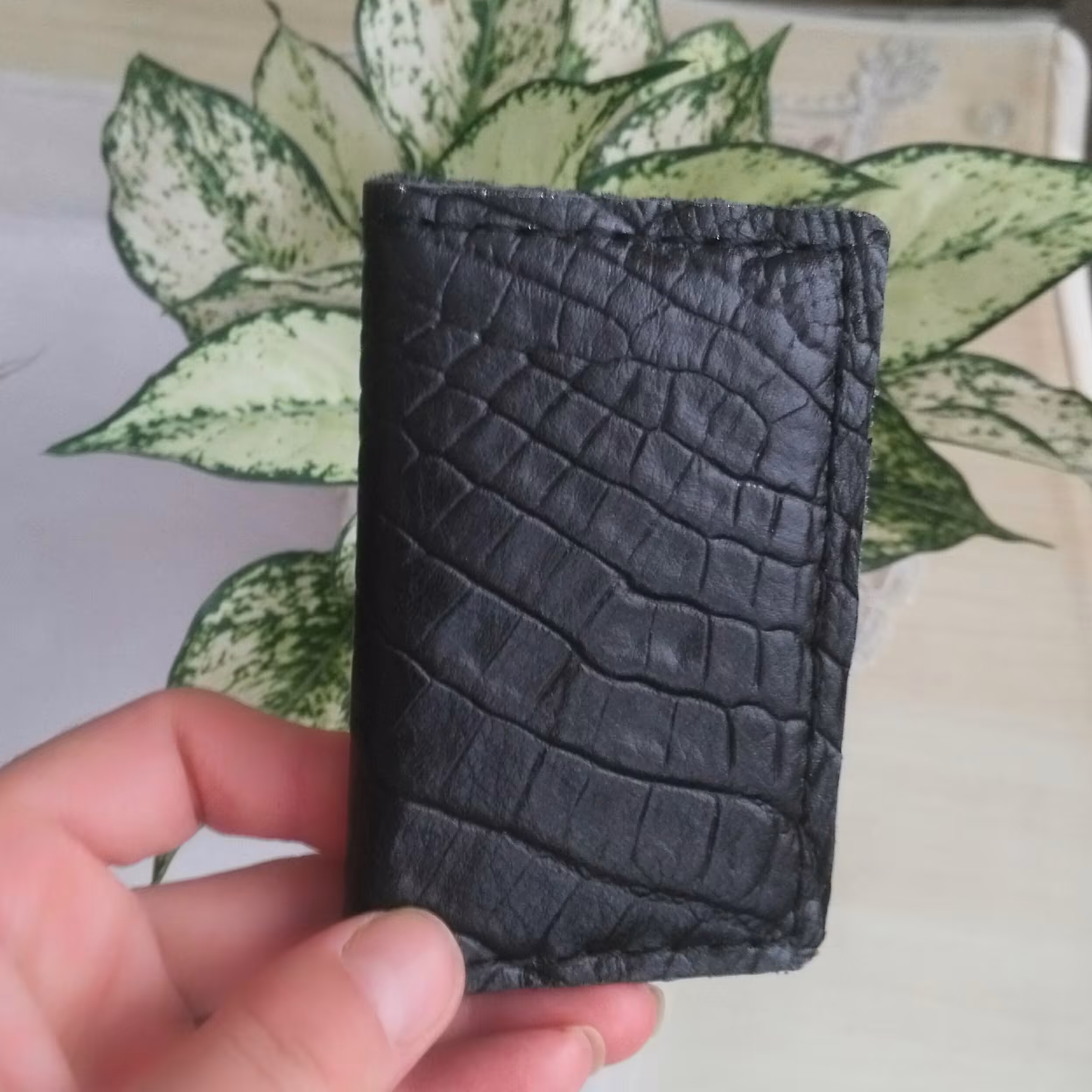 کیف جا کارتی چرم طبیعی بزی صددرصد دست دوز