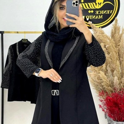 مانتو مجلسی کرپ مدل مازراتی نگینی
