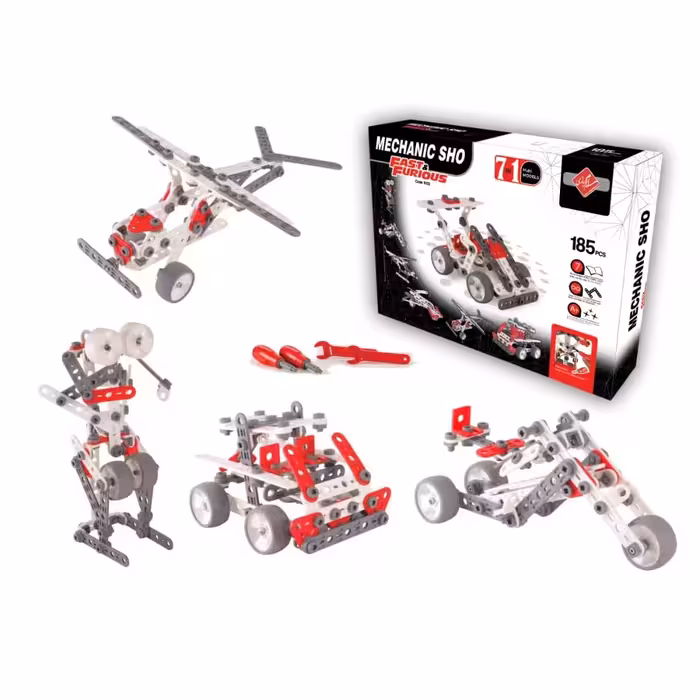 اسباب بازی مکانیک شو سریع و خشن ساخت 7سازه ی مختلف توسط کودک 