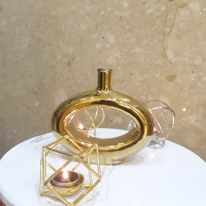 گلدان بیضی  کوچک طلایی  سرامیکی 