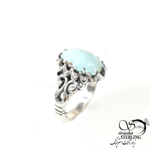 انگشتر نقره دور دالبری با سنگ فیروزه