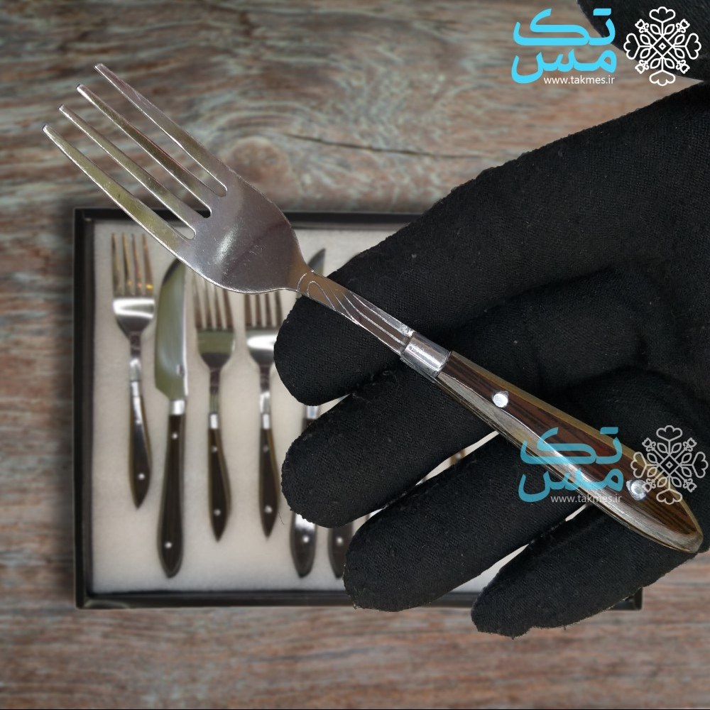 سرویس کارد و چنگال پذیرایی قهوه ای تیره دستساز زنجان 016