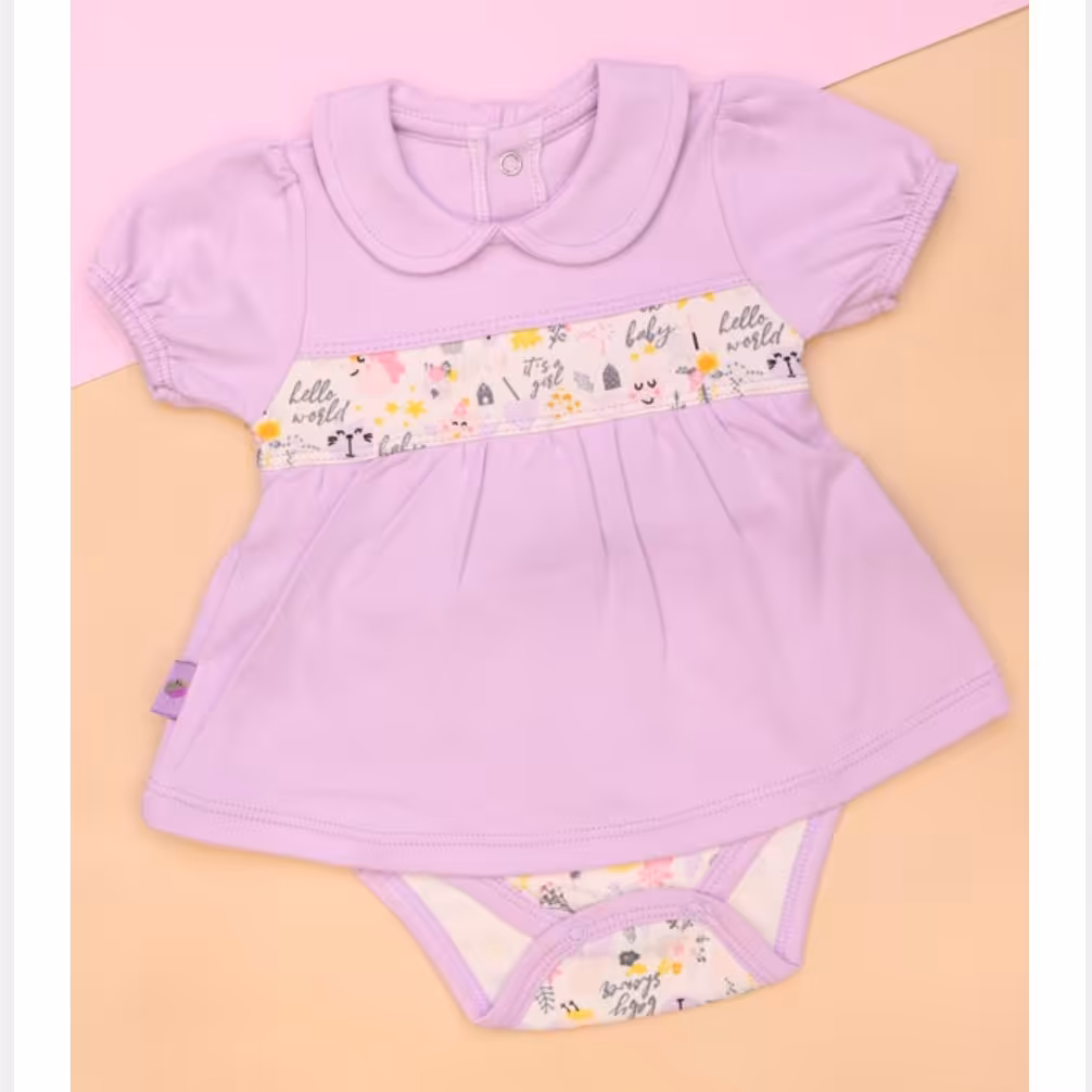 پیراهن دخترانه نوزادی آستین کوتاه پیراهن شورتی دخترانه یاسی 0تا12ماه جنس پنبه عالی سارافون نوزادی رامپر دخترانه نوزادی