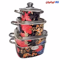 سرویس قابلمه مربعی 7 پارچه گلدار جنوب کد 7