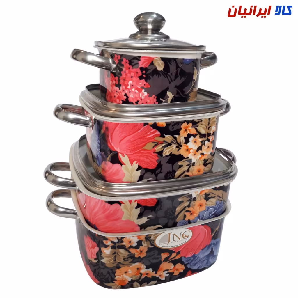 سرویس قابلمه مربعی 7 پارچه گلدار جنوب کد 7