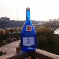 بطری دولیتر هاوانا آبی خورشیدی با درب چوب پنبه و درب استیل  بسیار زیبا و کاربردی 