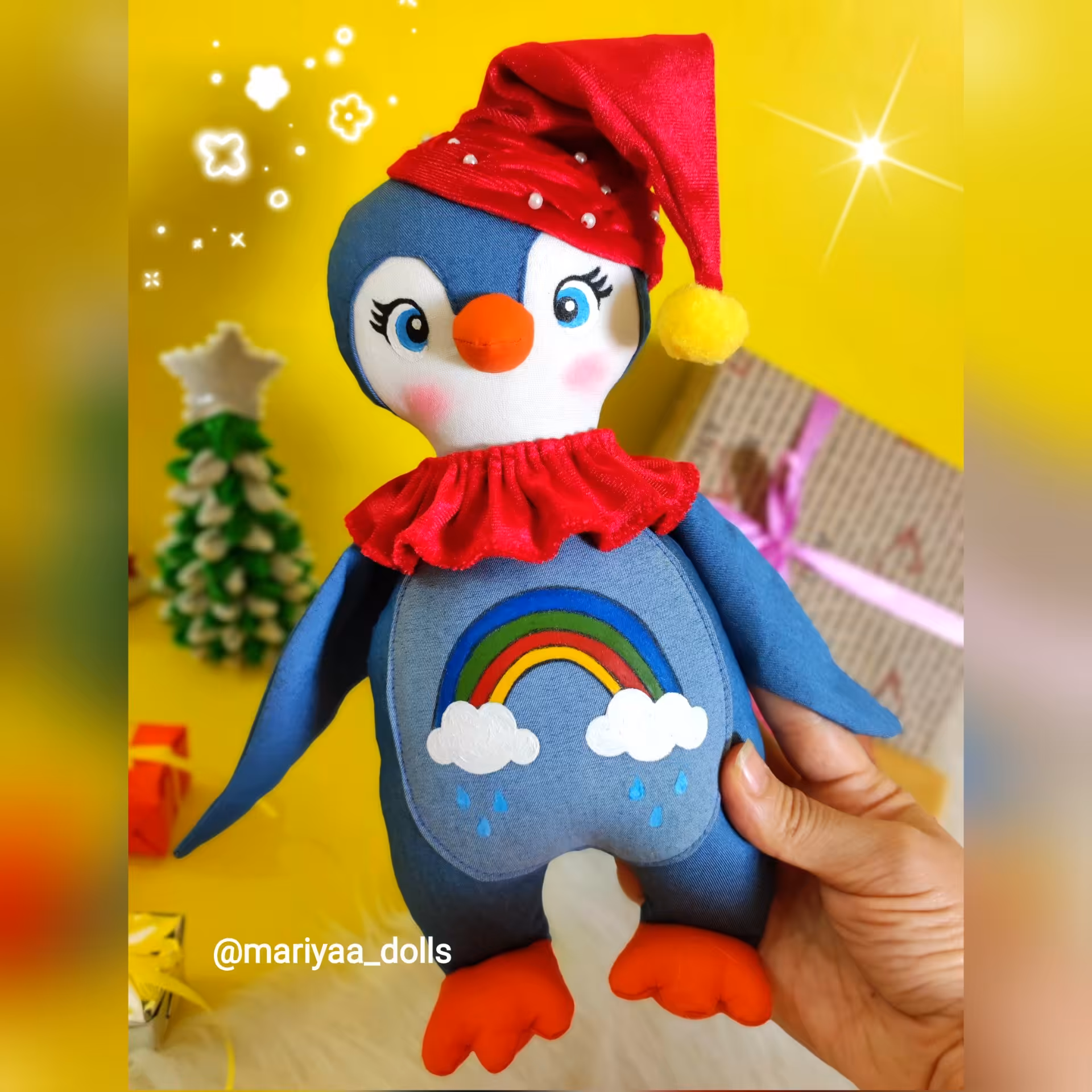 عروسک پنگوئن دست ساز  پارچه ای بامزه