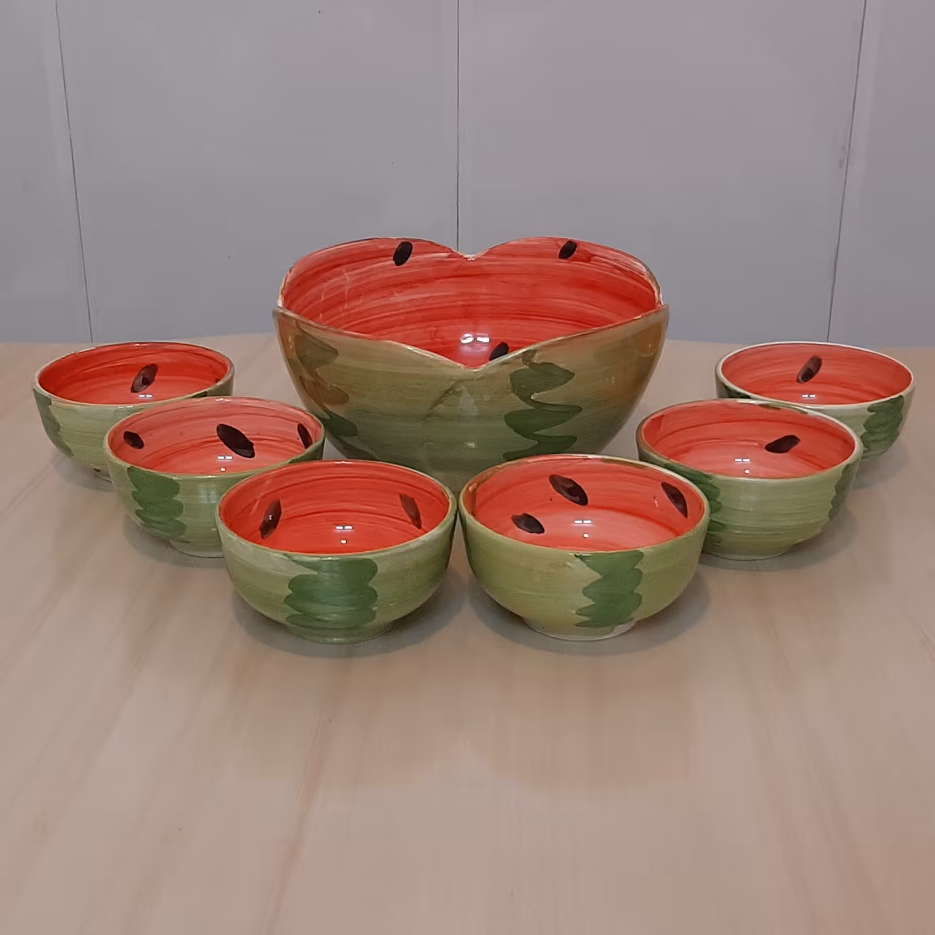 ست ظروف سرو و پذیرایی طرح هندوانه یلدایی 2مناسب برای شب یلدا