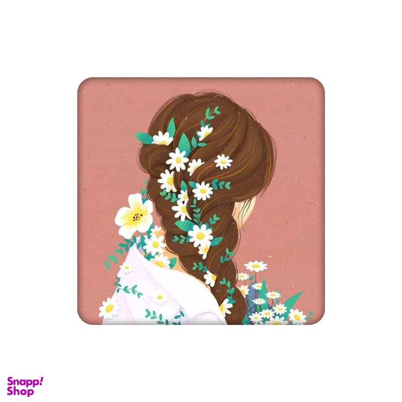 زیر لیوانی طرح دختر و گل های بابونه کد 6319645