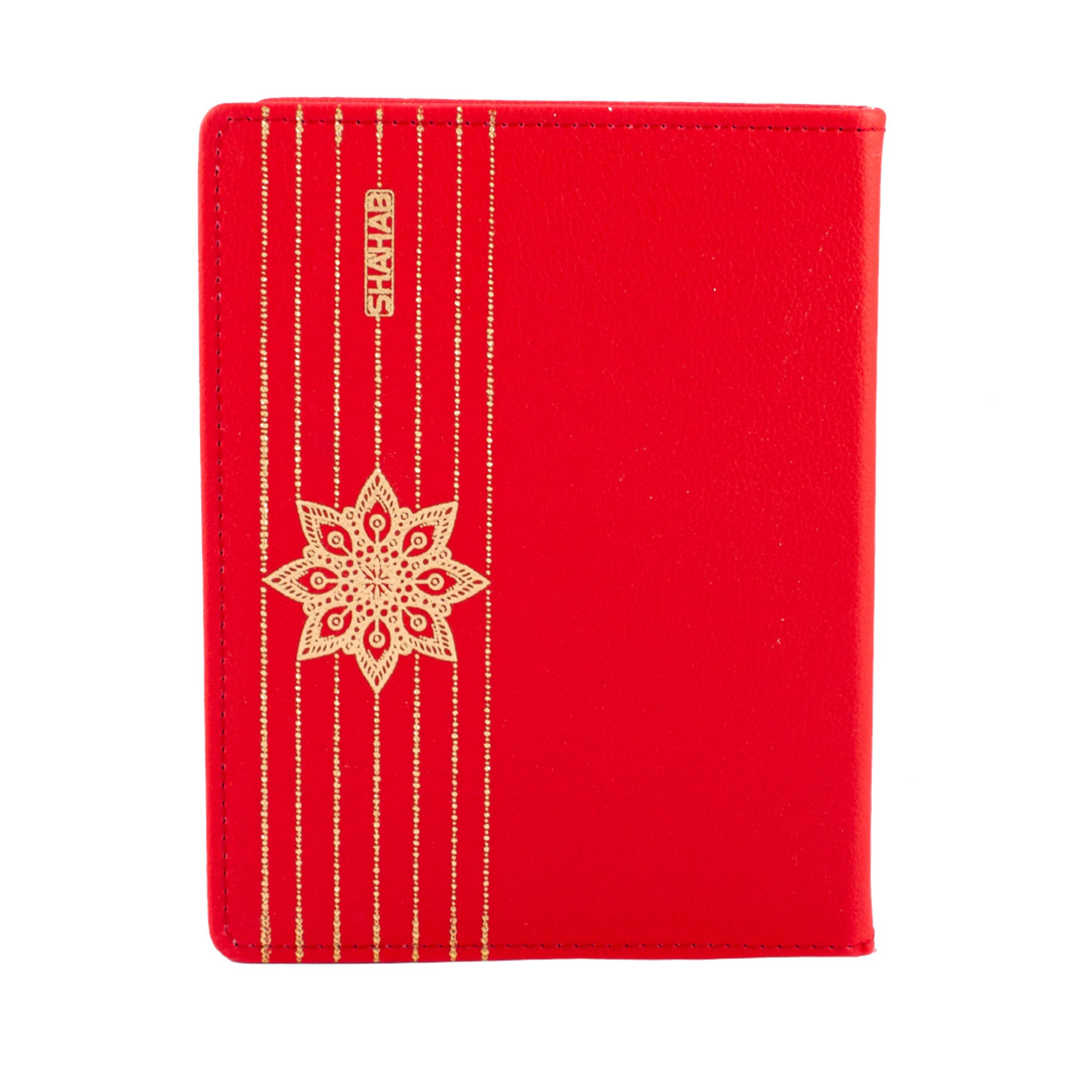 کلاسور مدل یک تکّه چرمی طلا کوب شده 20 حلقه قرمز کد L1010 