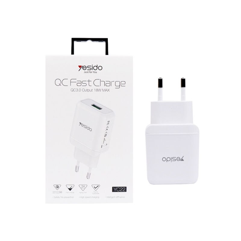 شارژر یسیدو مدل YC22  فست شارژ سفید