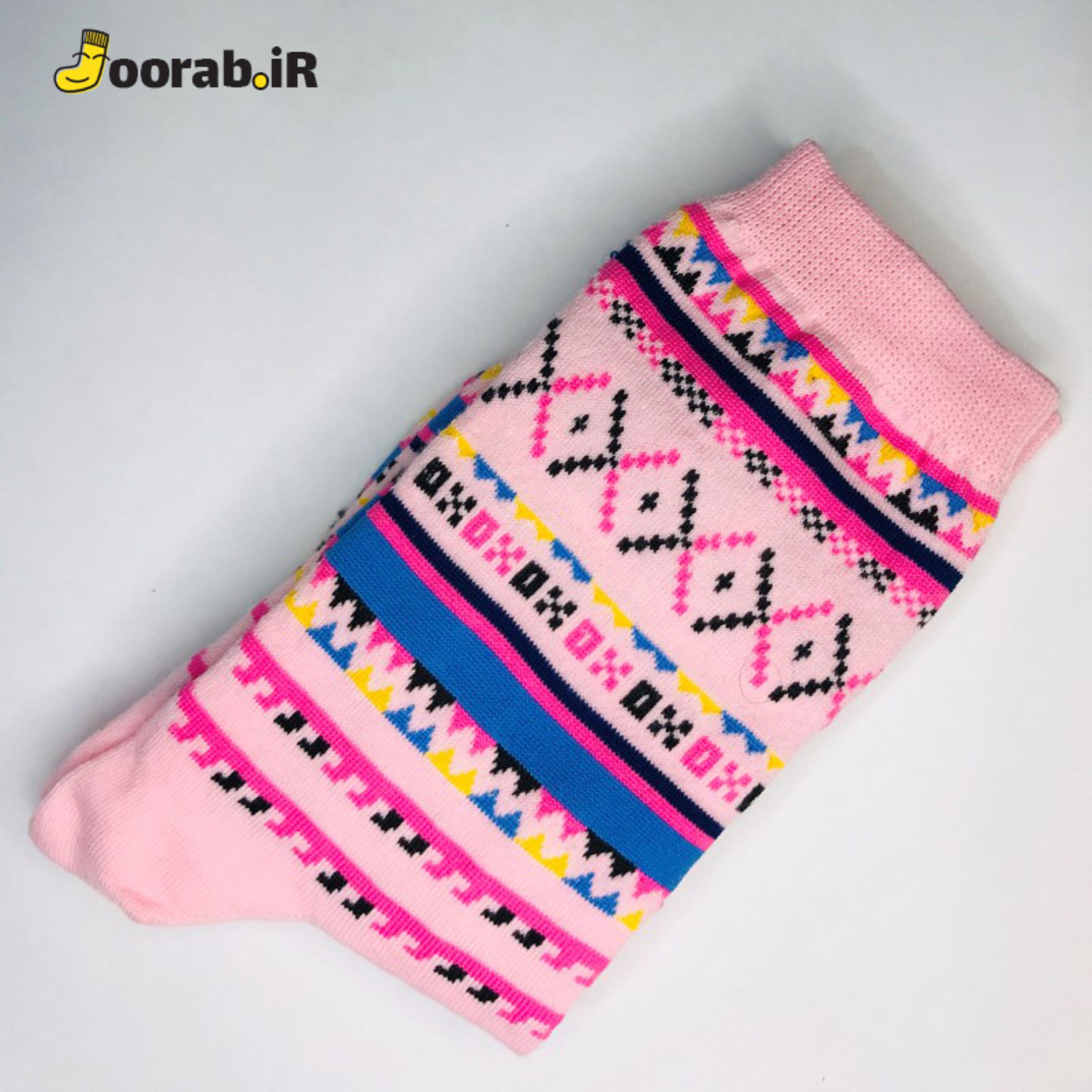 جوراب ساق دار زنانه طرح سنتی صورتی
