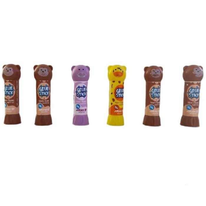 چسب ماتیکی8 گرمی آریا بسته 6 عددی مدل حیوانات 