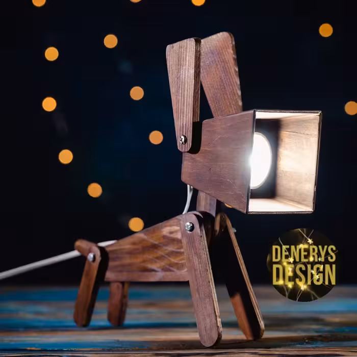 چراغ مطالعه و چراغ خواب چوبی طرح هاپو به همراه لامپ برقی و کلید