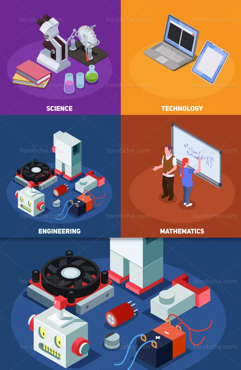 وکتور ایزومتریک آموزشی | گرافیک با طعم تربچه